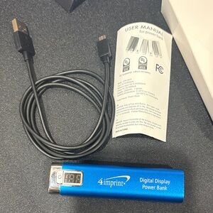 Blue Portable Power Bank with Digital Display